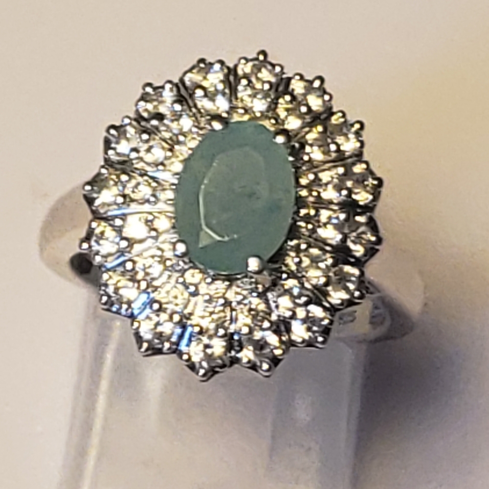 NWOT Genuine Grandidierite & White Zircon Halo Ring
